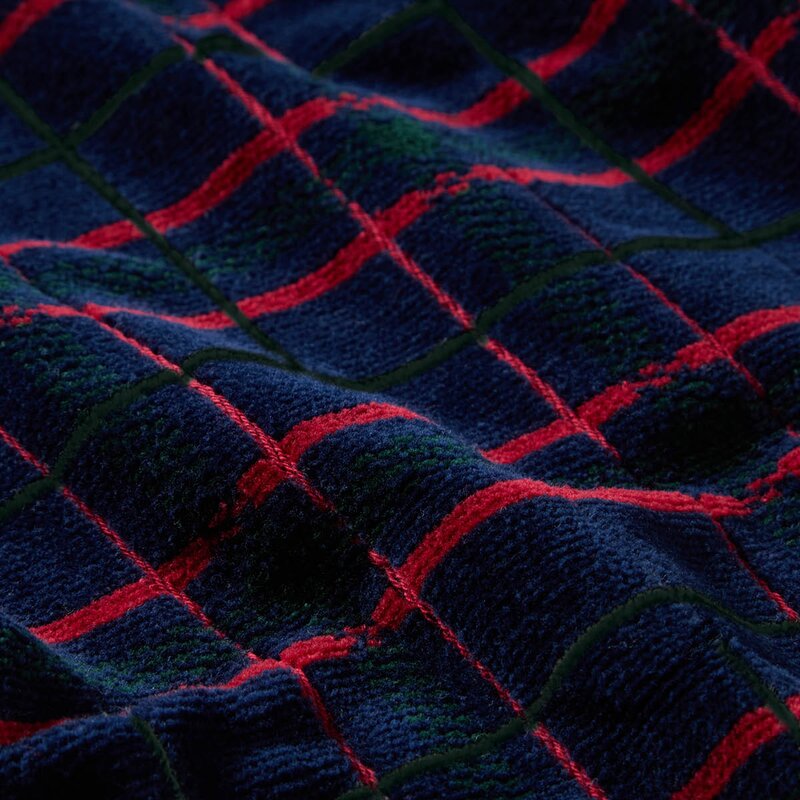 Lexington Rutete velourhåndkle 50x70 cm 2 stk marin/grønn/vinrø