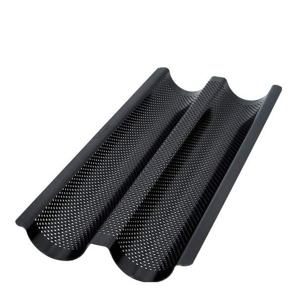Birkmann Bread Buddies baguettform for 2 stk perforert 36x16 cm svart