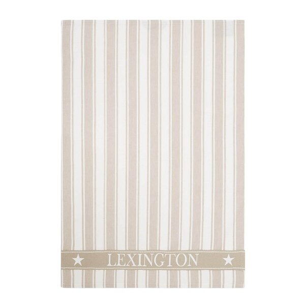 Lexington Icons stripet kjøkkenhåndkle m/vaffelstruktur 50x70 cm beige/hvit