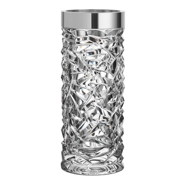 Orrefors Carat vase sølvkant 24 cm