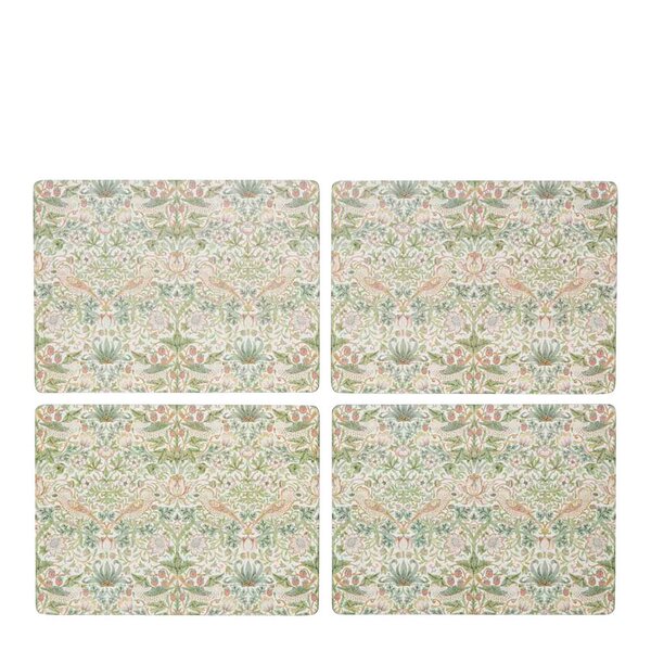 Spode Morris & Co Strawberry Thief bordbrikker 4 stk grønn