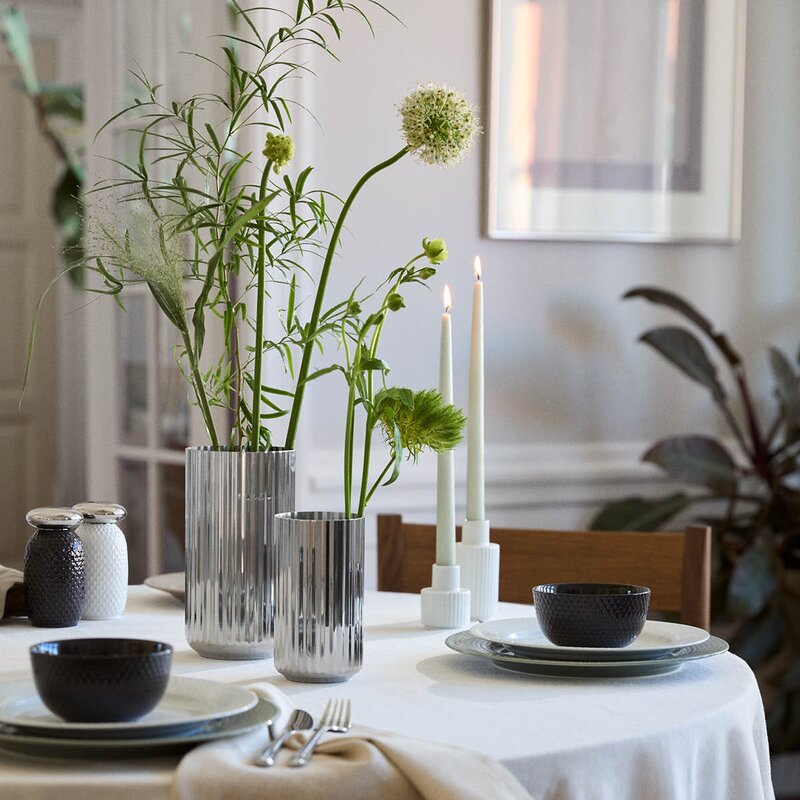 Lyngby Porcelæn Vase 20,5 cm rustfritt stål