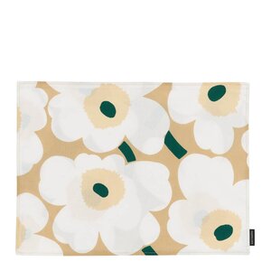 Marimekko Pieni Unikko dekkebrikke 31x42 cm sand/hvit/smaragdgrønn