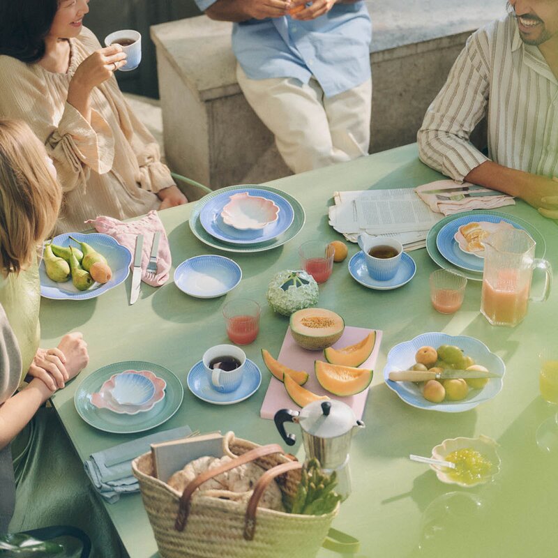 Royal Copenhagen Iris høyhankskopp og skål 25 cl blå