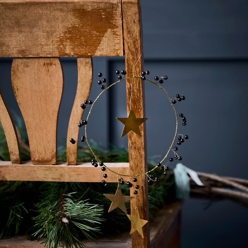 House Doctor Star Ring julepynt 15 cm svart messing