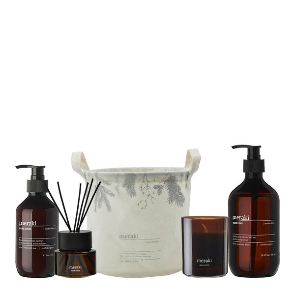 Meraki Gavesett med håndsåpe/håndkrem/duftlys/duftpinner