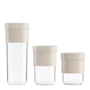 Lékué Flip Storage sett oppbevaringsbokser 3 deler + innsats beige