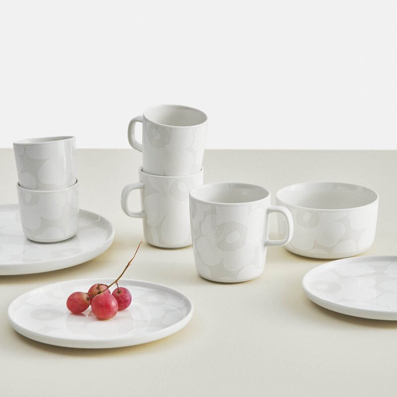 Marimekko Oiva Unikko tallerken 25 cm hvit