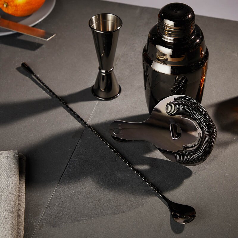 Viski Barsett med 4 deler i rustfritt stål