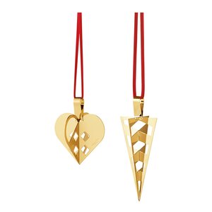 Georg Jensen Jul 2025 ornamentsett 2 deler gull/rød