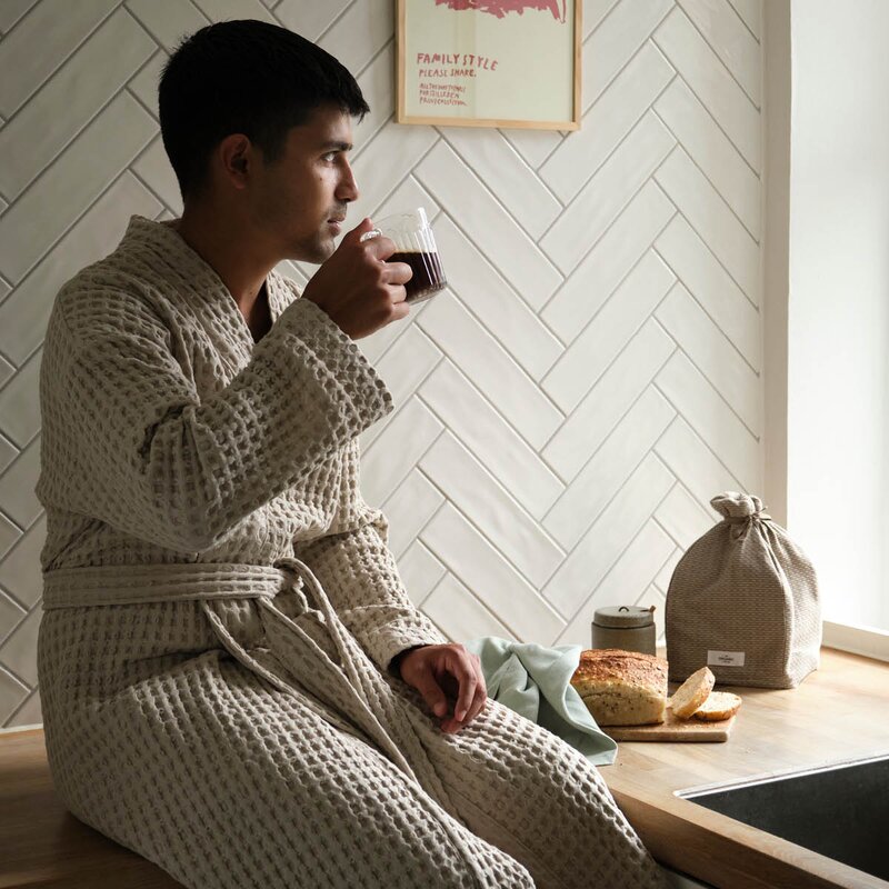 The Organic Company Big Waffle badekåpe S/M stone