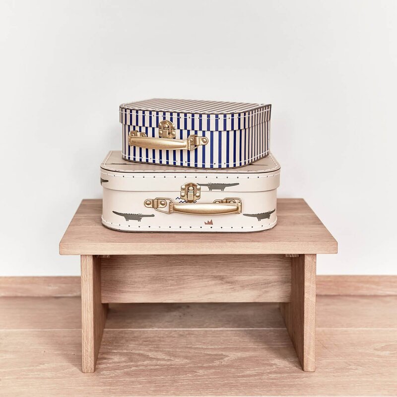 OYOY Mini Krokodille & Stripete koffert 25,5x18 cm 2 stk beige