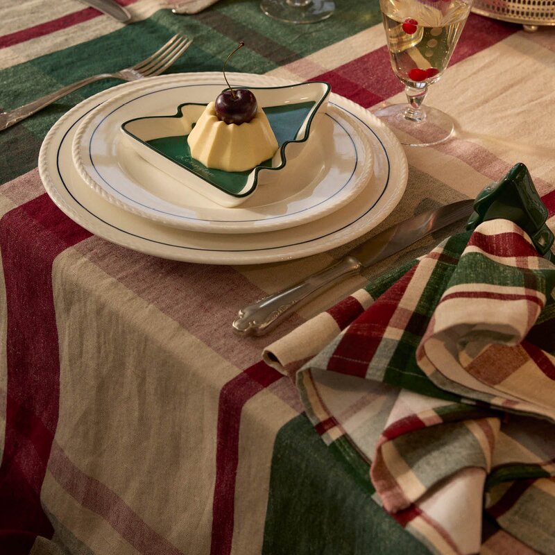 Lexington Serviett lin/bomull 50x50 cm rutete grønn/rød/beige