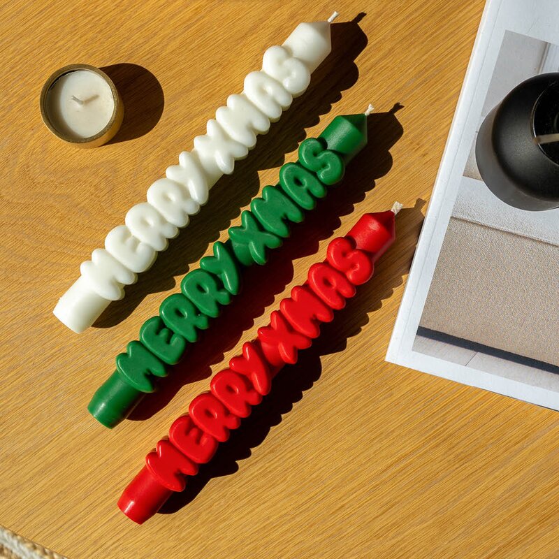 CandleHand 3D kronelys 23 cm MERRY XMAS hvit