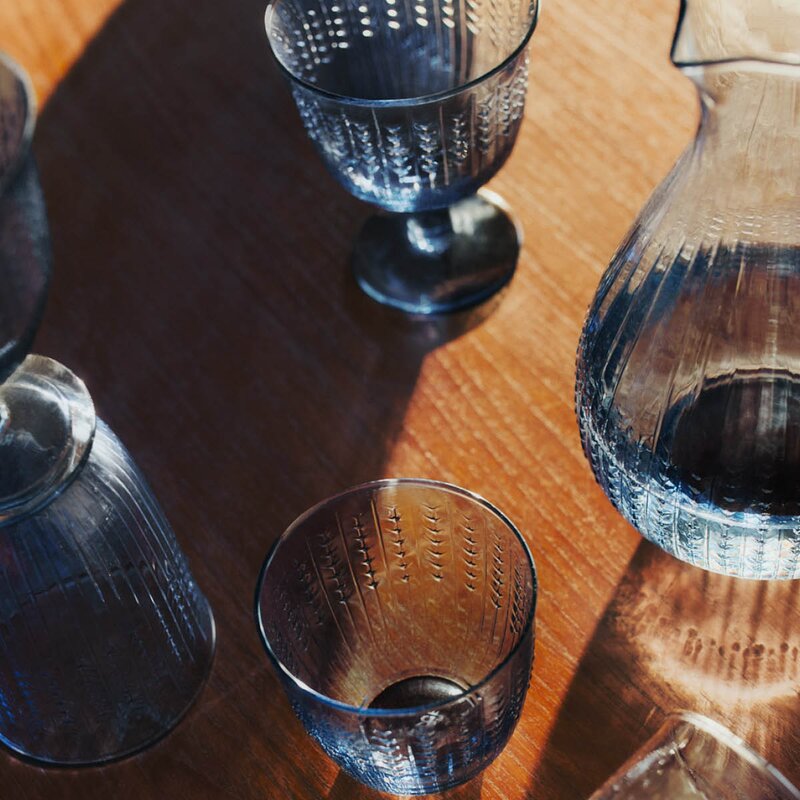 Rörstrand Swedish Grace glass m/stett 25 cl 2 stk blå