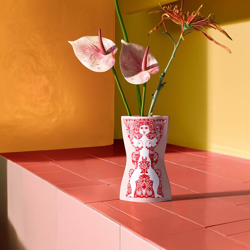 Bjørn Wiinblad Nina vase 16,5 cm pink/rød