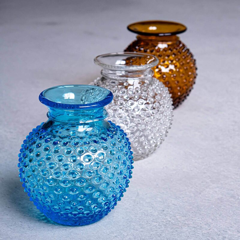 Klimchi Hobnail vase med kant 18 cm crystal