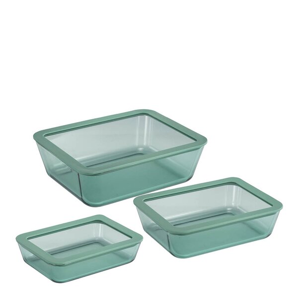 Modern House Smart Seal oppbevaringssett 3 deler glass grønn