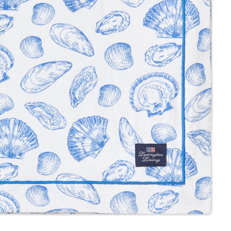 Lexington Duk 150x250 cm bomull skallprintet hvit/blå