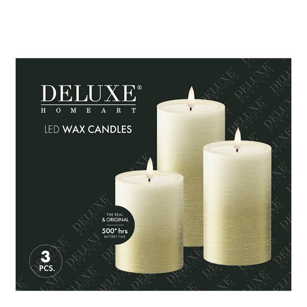 DeluxeHomeart LED kubbelys 3 stk rustikk gull