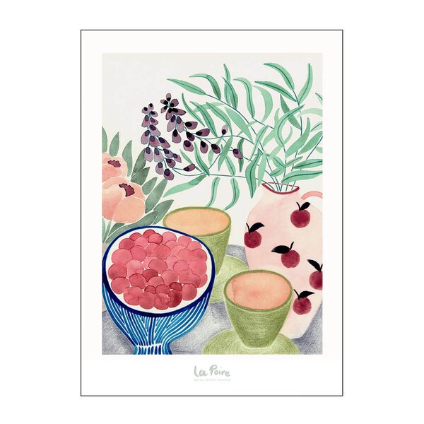 Poster & Frame La Poire poster 50x70 cm still life with tea and grapes