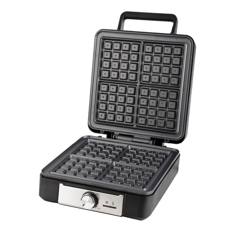 EMERIO Belgisk vaffeljern 4 vafler 1200W rustfritt stål