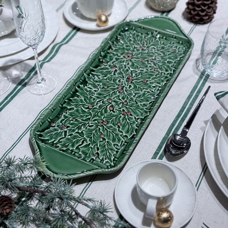 Bordallo Pinheiro Holly fat 46,5 cm misteltein grønn