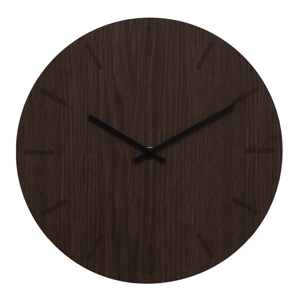 Hemverk Dark Oak veggklokke 38 cm mørk eik m/svart viser