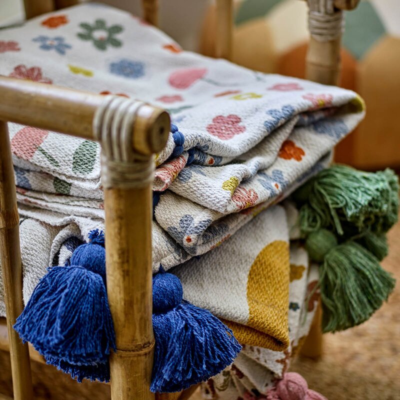 Bloomingville MINI Pledd Cherry 160x130 cm rosa