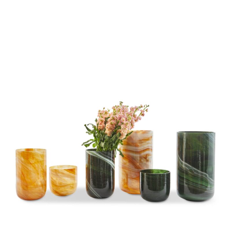 Pols Potten Marbled vase i marmorert glass M 30 cm mørkegrønn