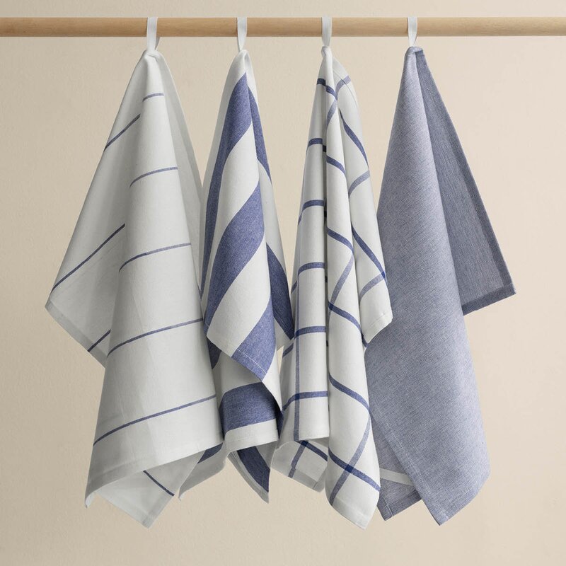 Blomus Taulo kjøkkenhåndkle 70x50 cm 2 stk hvit/blå