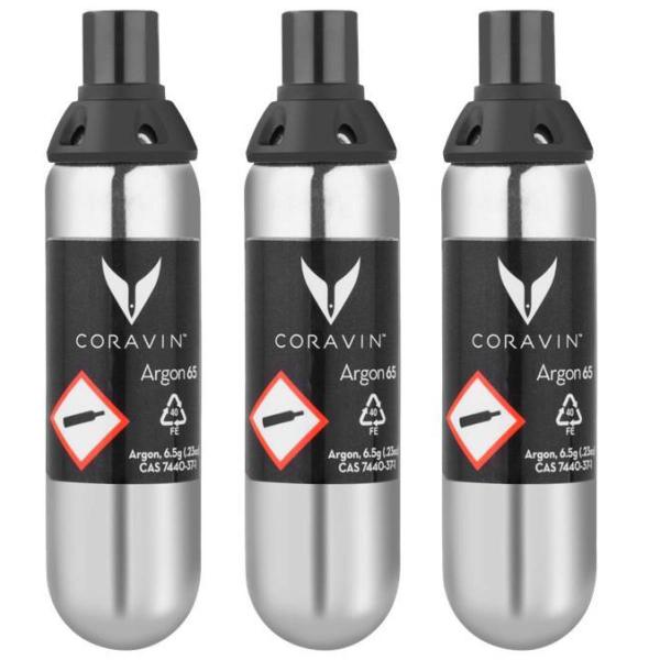 Coravin Pure gasspatroner 3 stk 6,5g/21 ml sølv