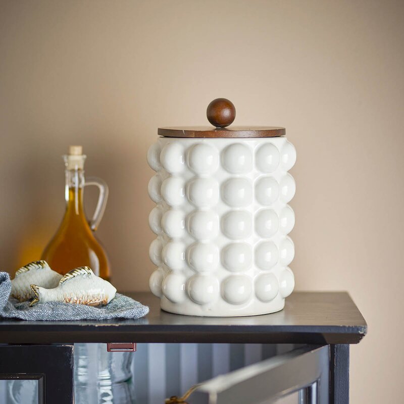 Bloomingville Krukke med lokk Madge 130 cl hvit