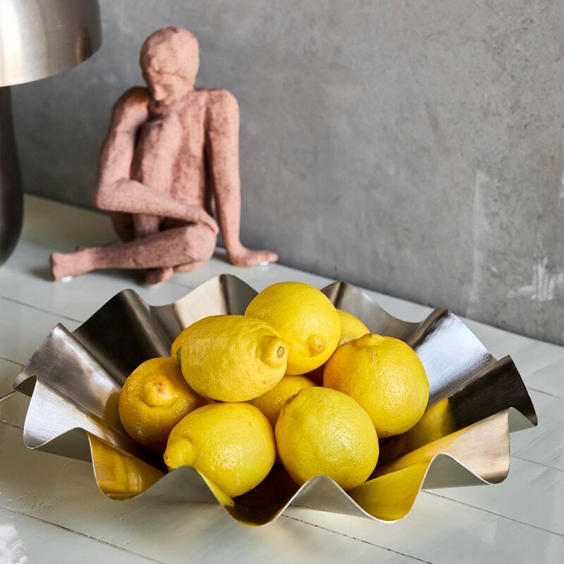 House Doctor Flood skål 35x8 cm børstet sølvfinish