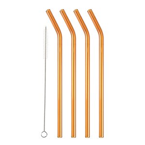 Lyngby Sugerør med knekk 21,5 cm 4 stk glass amber