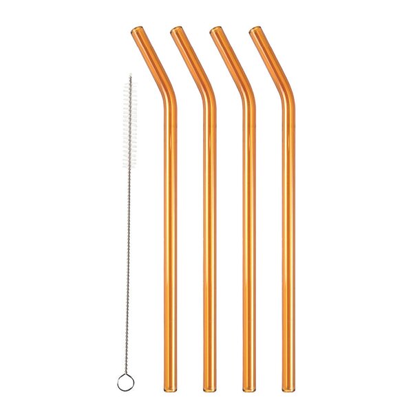 Lyngby Sugerør med knekk 21,5 cm 4 stk glass amber