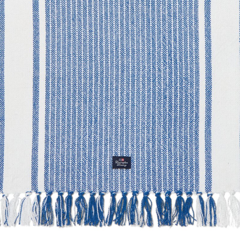 Lexington Løper 250x50 cm med frynser stripet hvit/blå