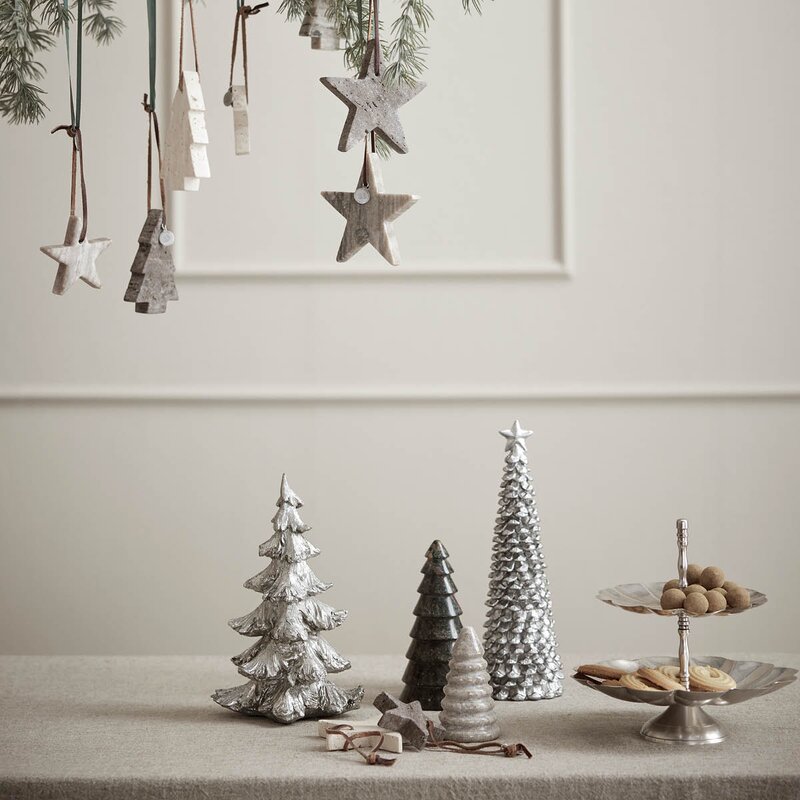 Lene Bjerre Serafina juledekorasjon tre 27 cm antikk sølv