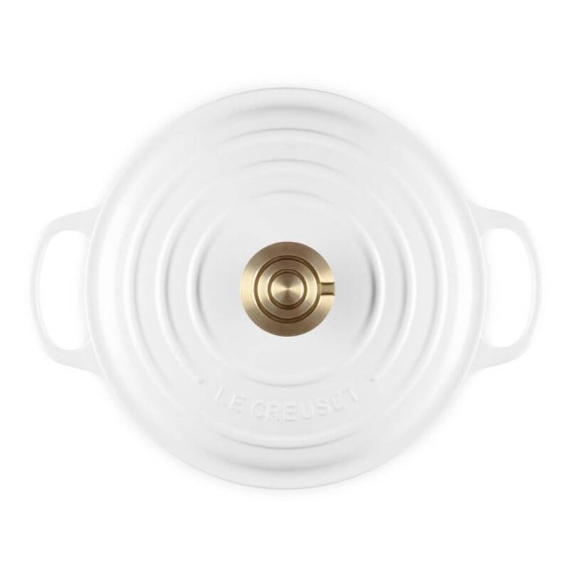 Le Creuset Signature støpejernsgryte rund 4,2L 24 cm white/gull/crucible knob