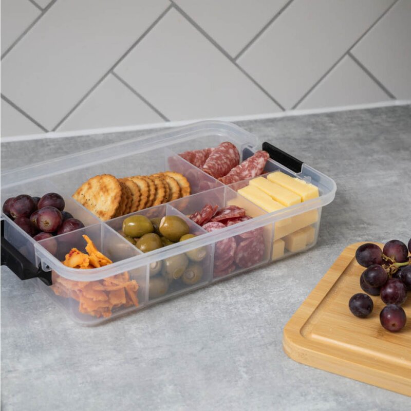 Farberware Snacklebox med 7 rom og bambusbrett 20x33 cm bambus