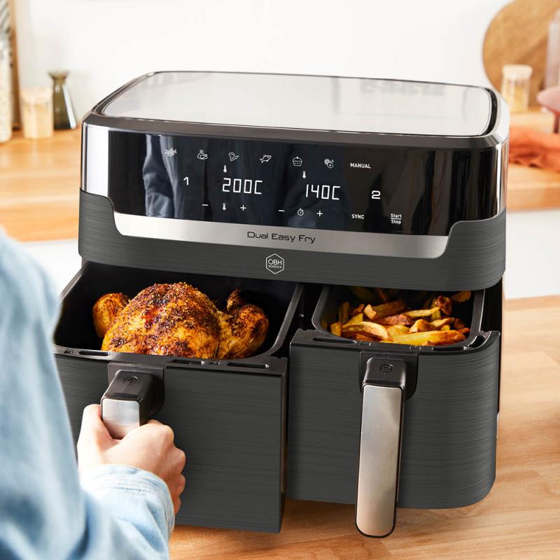 OBH Nordica Dual Easy Fry & Grill airfryer 5,2/3,1L coal grey