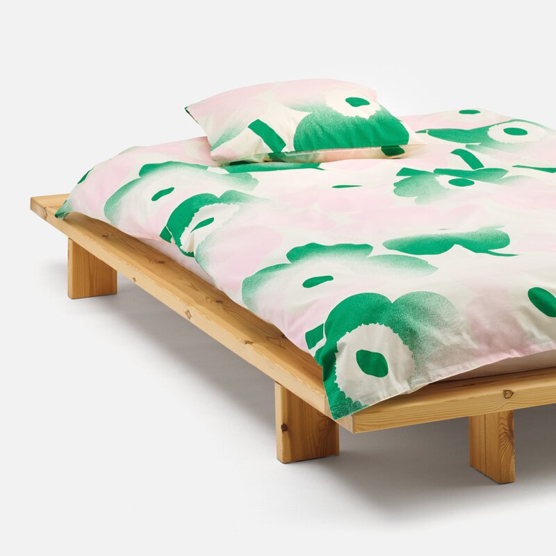 Marimekko Unikko dynetrekk 135x200 cm hvit/rosa/grønn