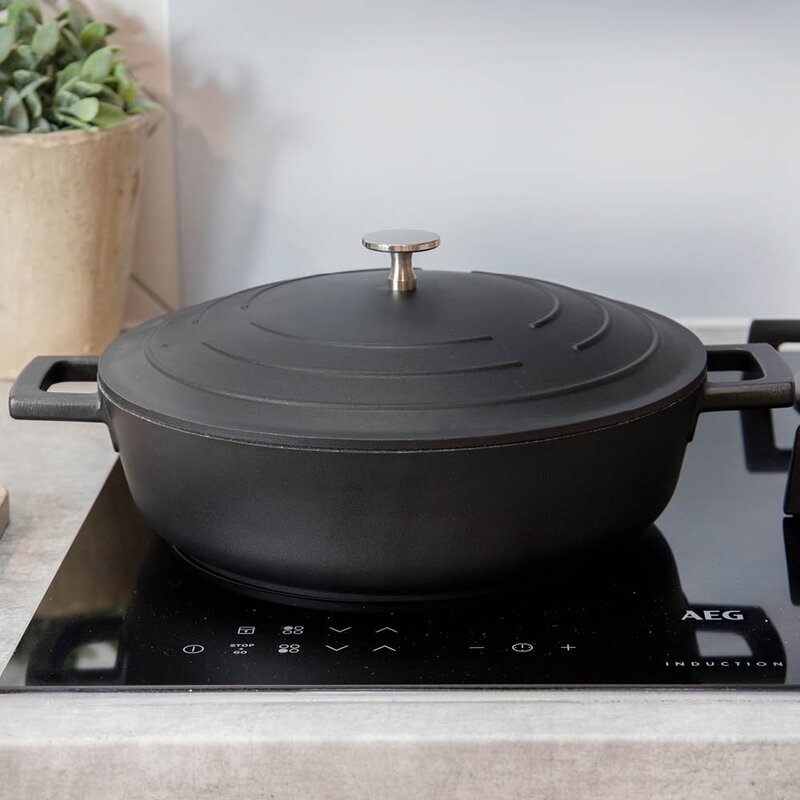 MasterClass Cast Aluminium lav gryte med selvøsende lokk 4L svart