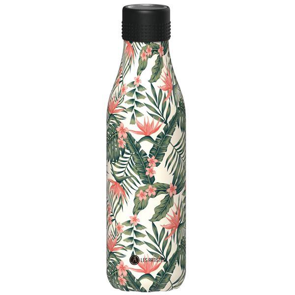 Les Artistes Bottle Up Design termoflaske 0,5L hvit/grønn/rosa med palmedekor