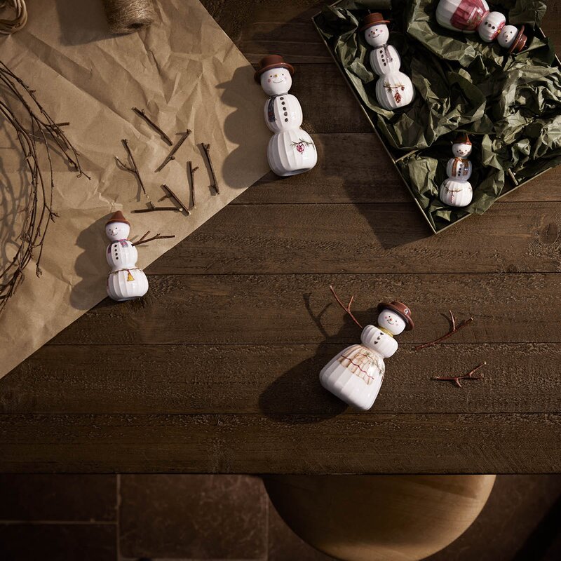 Kähler Hammershøi Christmas figur 2 stk snømann og snøkone hvit