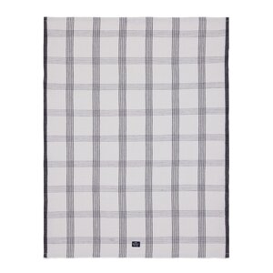 Lexington Rutete kjøkkenhåndkle i lin/bomull 70x50 cm hvit/svart