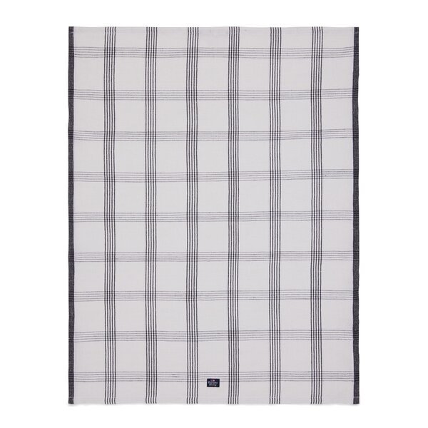 Lexington Rutete kjøkkenhåndkle i lin/bomull 70x50 cm hvit/svart