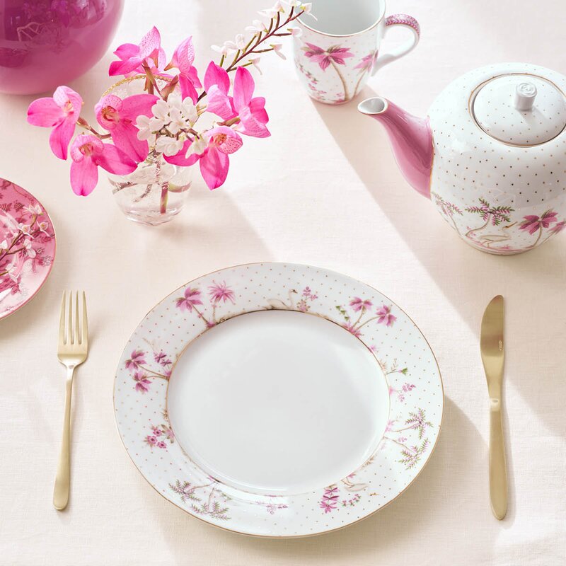 Pip Studio Jolie Dots tallerken 26,5 cm gull/rosa