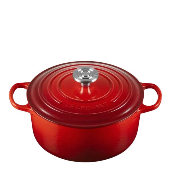Le Creuset Signature støpejernsgryte rund 4,2L 24 cm cerise/crucible knob
