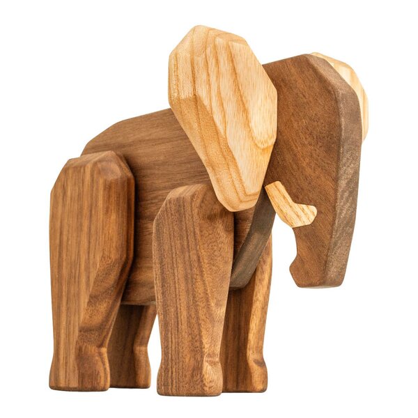 FableWood Far elefant trefigur 16 cm valnøtt/ask